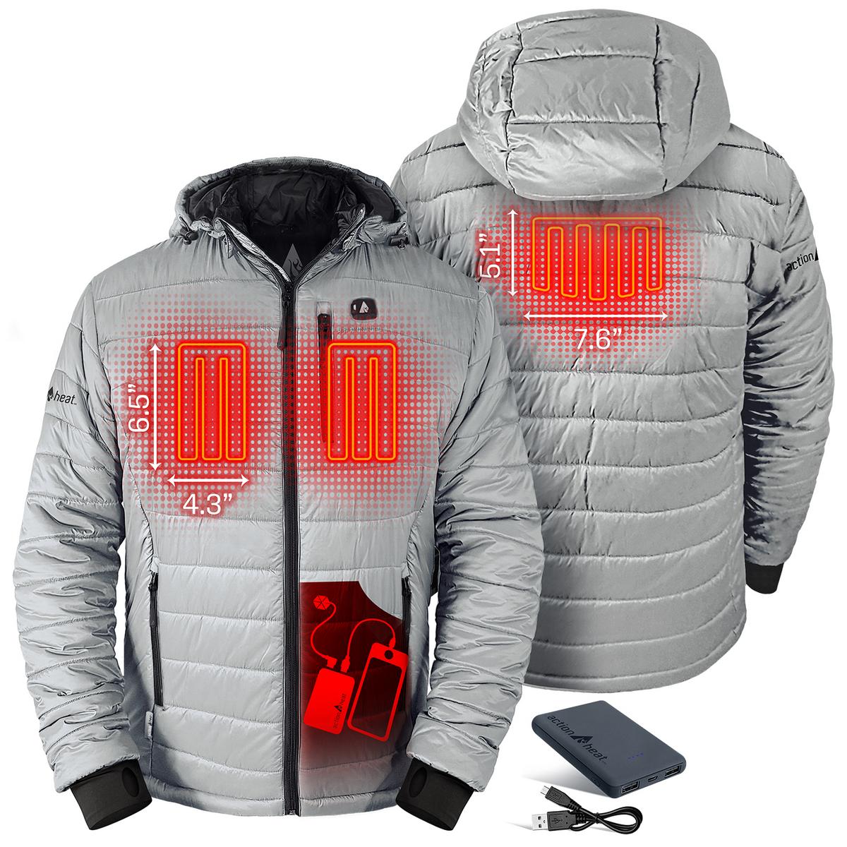 ActionHeat 5V Men's Insulated Puffer Battery Heated Jacket W/ Hood - Back