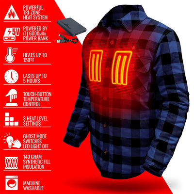 ActionHeat 5V Battery Heated Flannel Shirt - Full Set