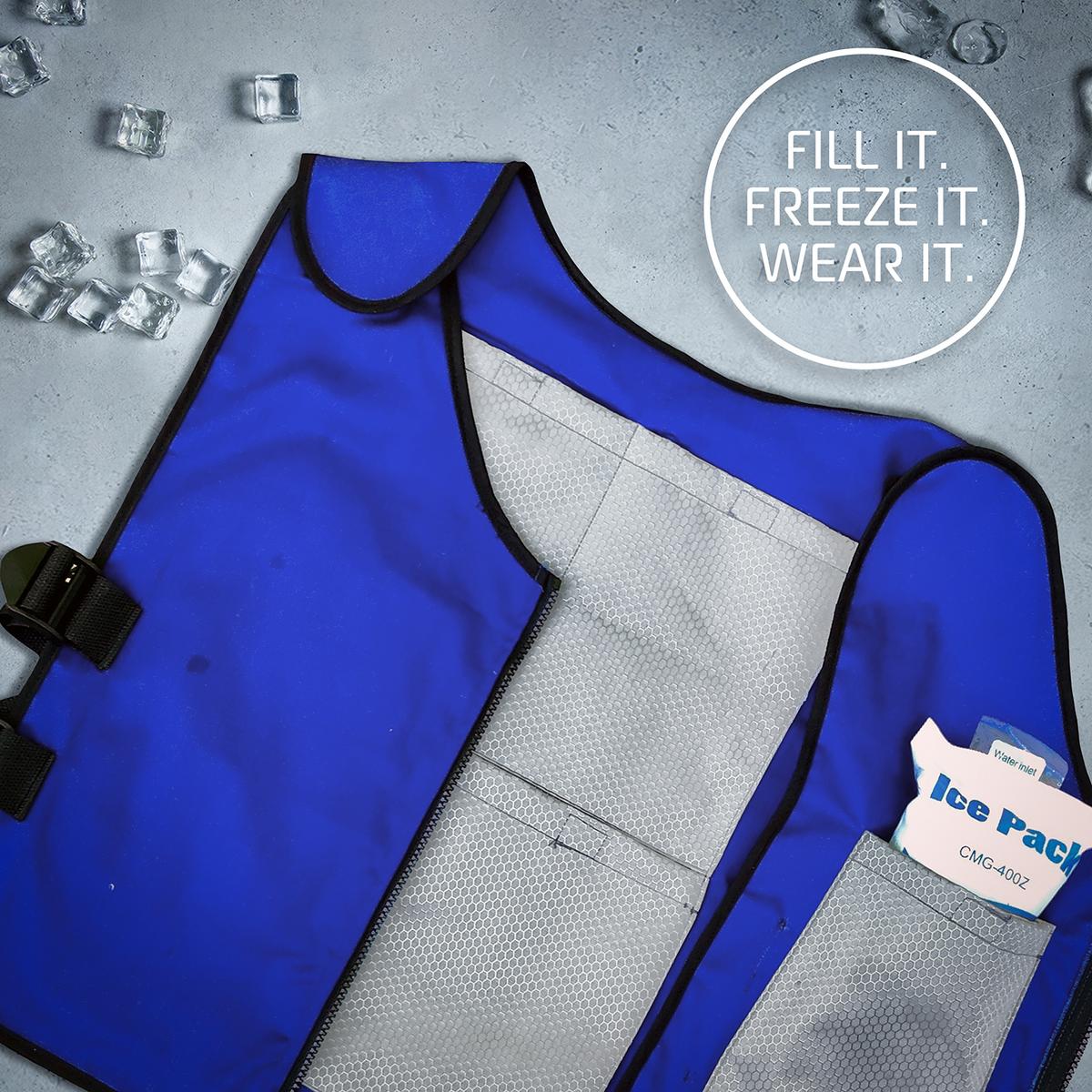 AlphaCool Arctic Cooling Ice Vest with Self-Fill Reusable Ice Packs - Right