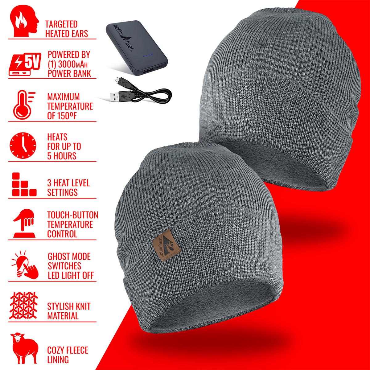 ActionHeat 5V Battery Heated Knit Hat - Full Set