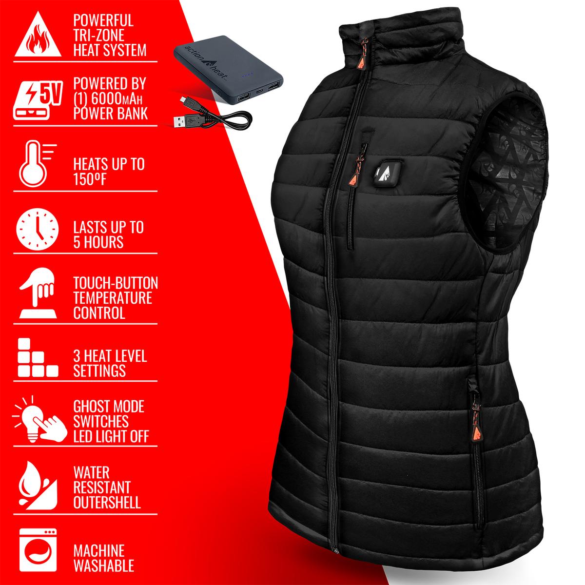 ActionHeat 5V Women's Battery Heated Insulated Puffer Vest - Full Set