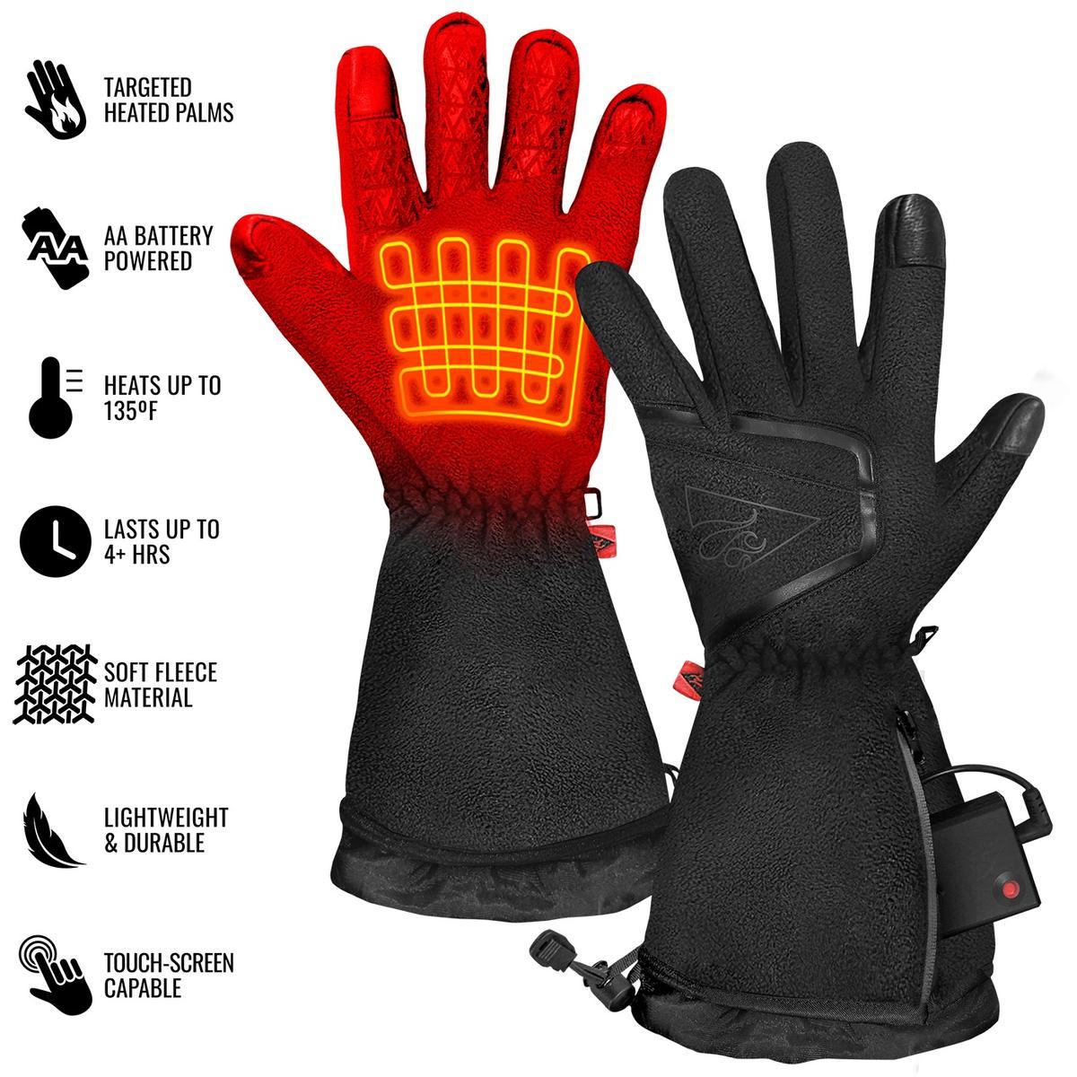 Open Box ActionHeat AA Men's Fleece Heated Gloves 2.0 - Full Set
