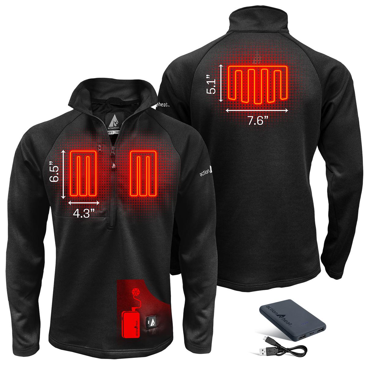 ActionHeat 5V Men's 1/2 Zip Pullover Battery Heated Shirt - Back