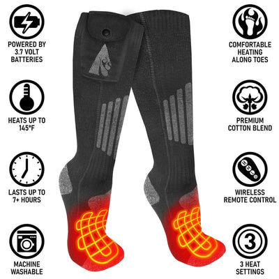 Open Box ActionHeat Cotton 3.7V Rechargeable Heated Socks 2.0 with Remote - Back