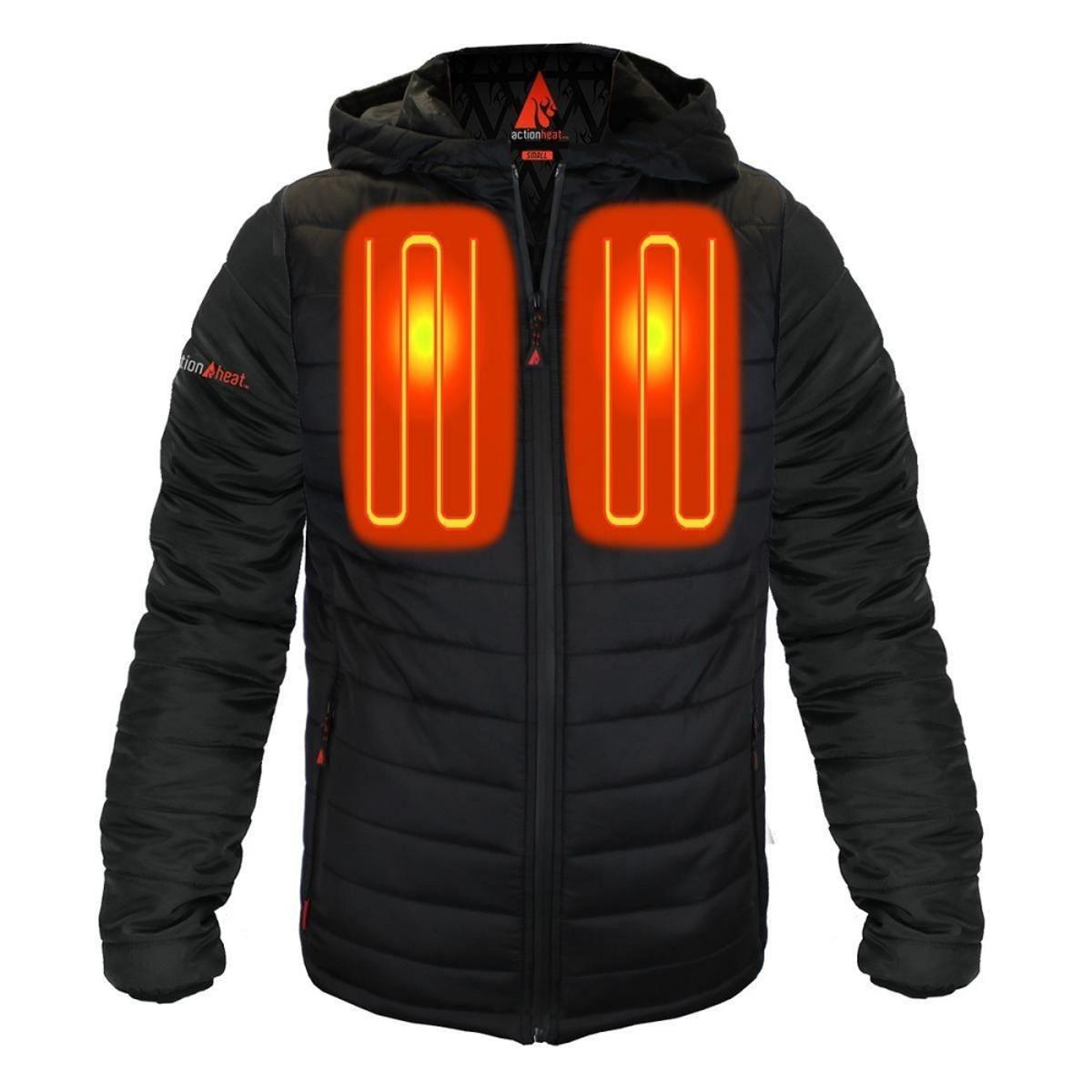 Open Box ActionHeat 5V Battery Heated Insulated Puffer Jacket W/ Hood - Men's - Heated